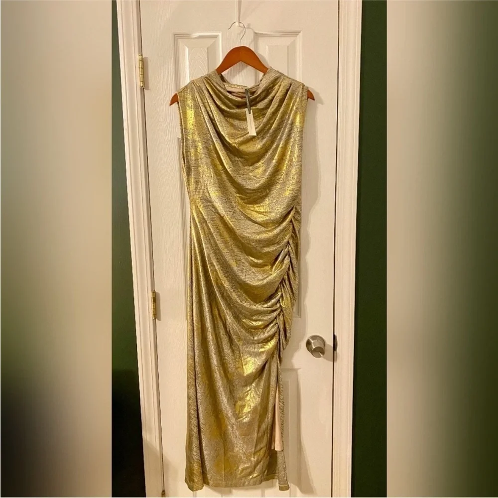 Anthropologie The Maya Ruched Cowl-Neck Dress: Shine Edition. NEW. Size 2X - Picture 3 of 7